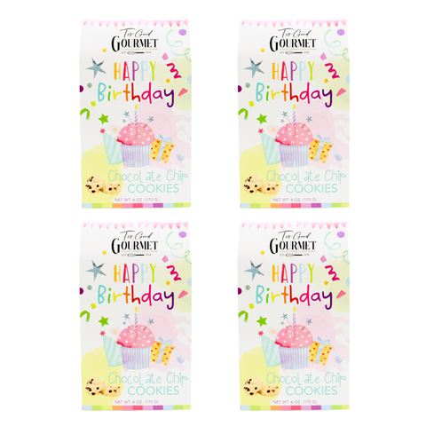 4-Pack Happy Birthday Chocolate Chip Cookies