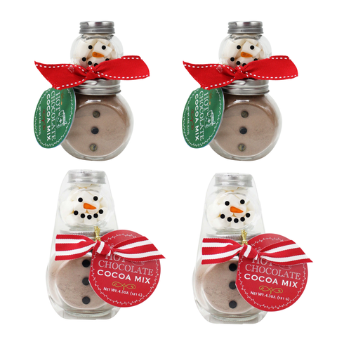 4-Pack Mini Snowman Cocoa Jar Set